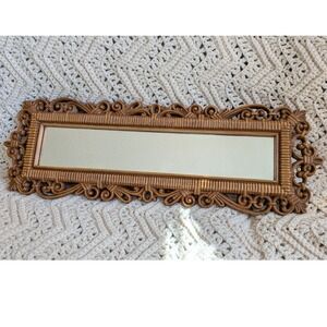 Vintage Homco Dart Ind Ornate Faux Wood Wall Mirror 21x6.5 Gallery Wall DeE